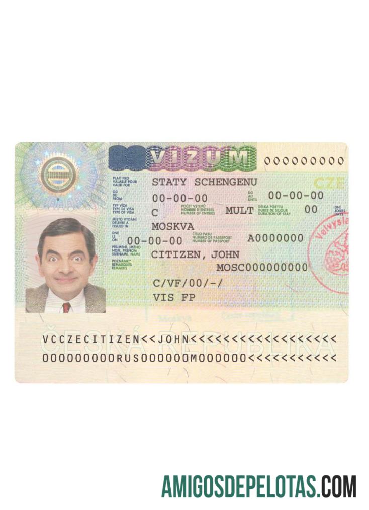 Visto Schengen para a República Tcheca exemplo